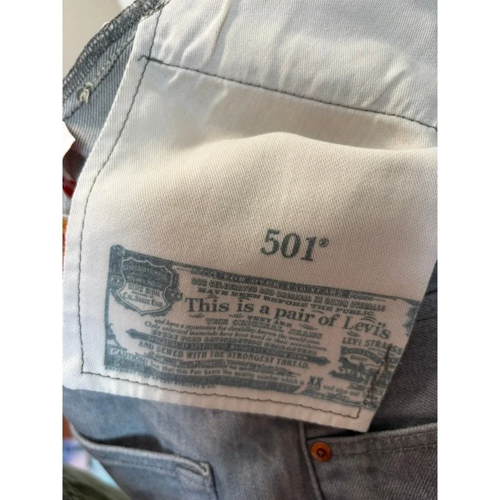 Levis 501 Original Fit Grey Straight Leg Denim Jeans Mens 30x30 Button Fly